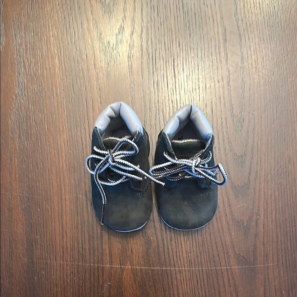 Timberland Infant Crib Boots Black Baby Booties Lace Up Size 0